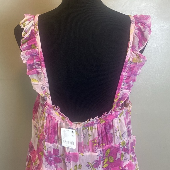 Free People Intimately Moon Phase Sheer Printed Midi Slip Pink Floral Sz L NWT - Picture 6 of 9